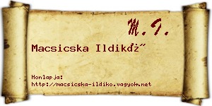 Macsicska Ildikó névjegykártya